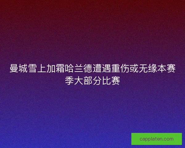 曼城雪上加霜哈兰德遭遇重伤或无缘本赛季大部分比赛